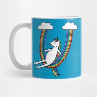 Unicorn and rainbow swing Mug